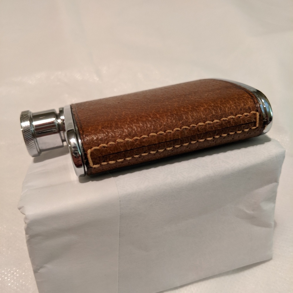 GUCCI Rare Embossed Leather & Silver Flask Italy - Picture 7 of 8